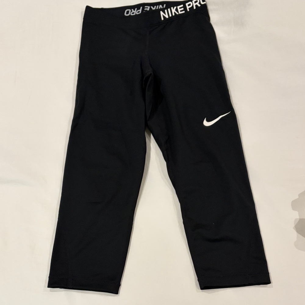 Nike Black Capri Leggings with White Swoosh
